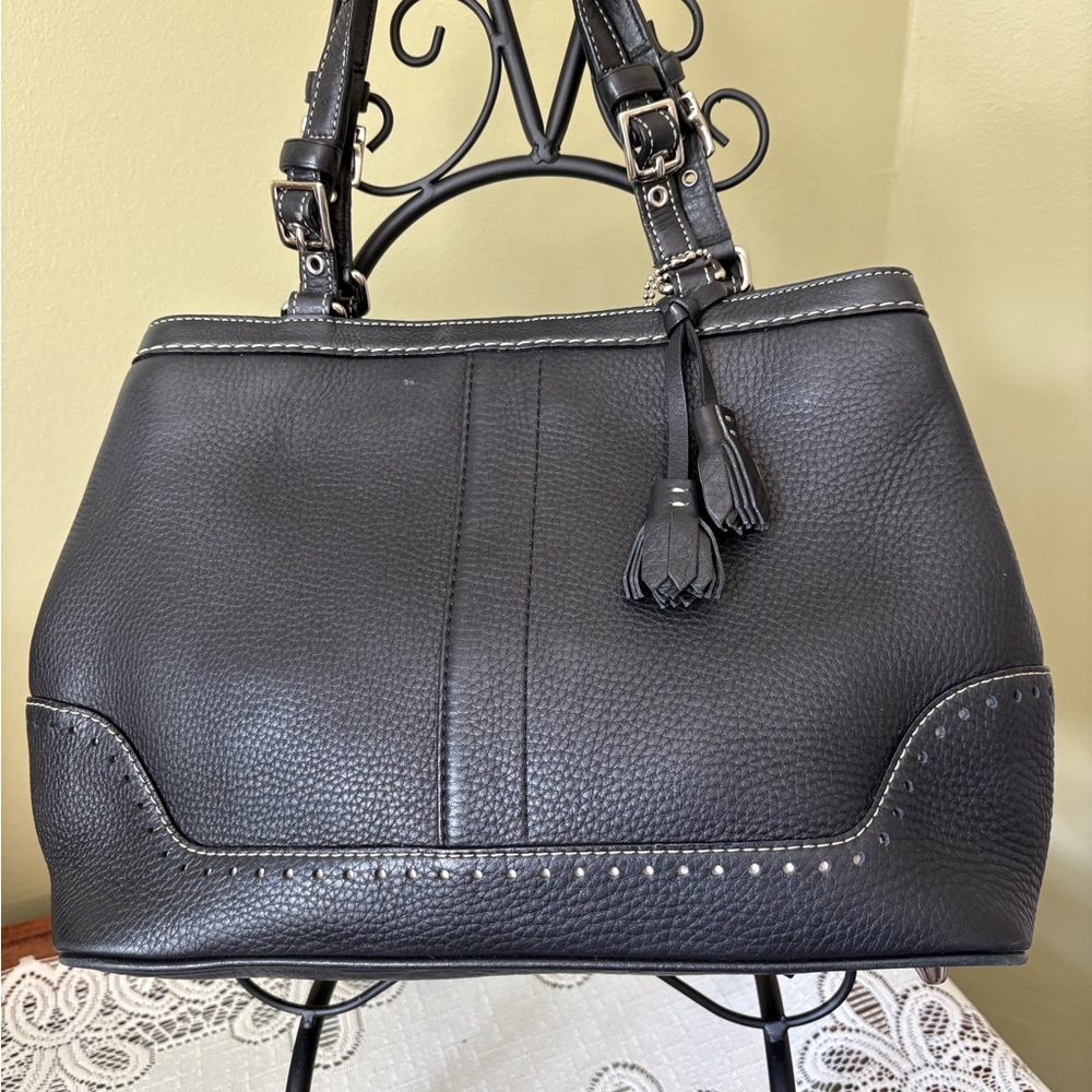 Stylish Black Coach Leather Handbag